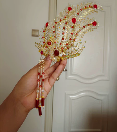 【凤凰于飞】天然红玛瑙金丝凤五尾侧凤，全国...