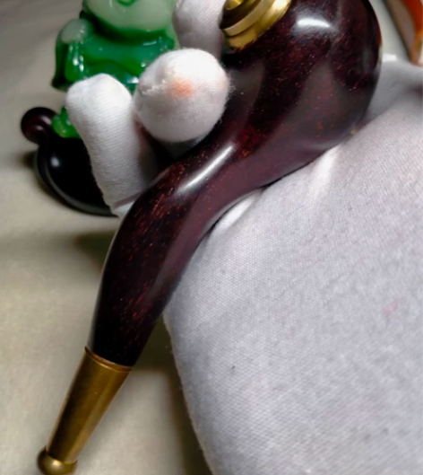 印度小叶紫檀烟嘴烟斗实木过滤铜手把件 【材...