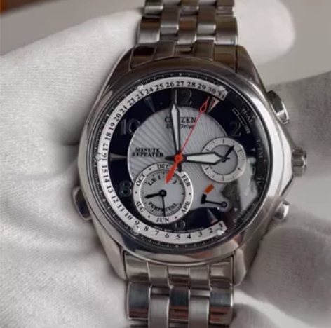 92新西铁城绝版三问报时光动能万年历男表 ...