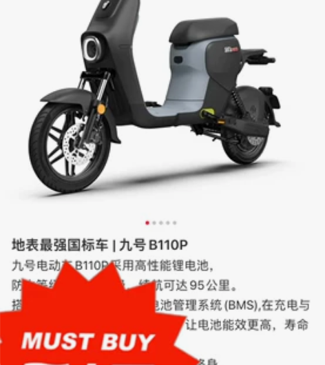 转卖 九号智能电动车 B110Ｐ 平时上班...