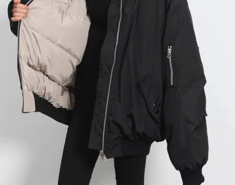 棒球棉服女2022冬季新款正反两穿复古宽松...