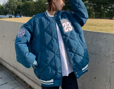 菱格棒球棉服女ins潮冬季新款学生韩版宽松...