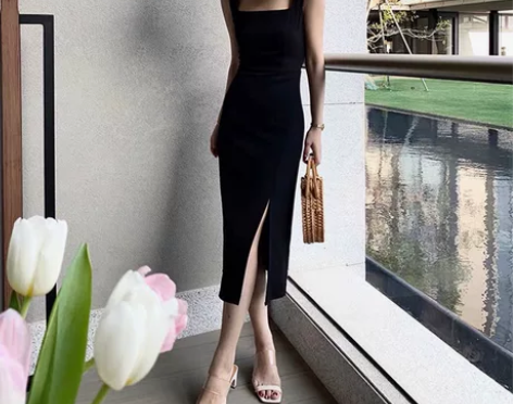 【m】全新 断舍离 法式复古赫本风连衣裙背...