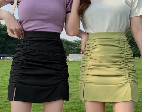 大码女装胖mm包臀裙百褶高腰胖妹妹设计感半...