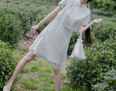 川黛茉莉引汉元素旗袍夏天小清新 绿色款 两...