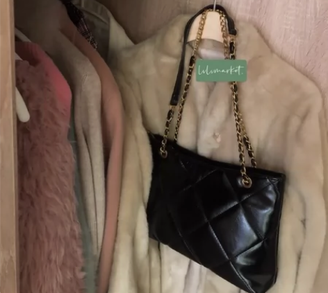 高级仿小羊皮质感 大容量菱格链条包流浪包i...