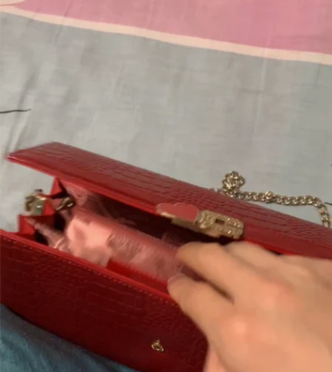 袋鼠手拿单肩挎两用包 全新红色未使用，喜欢...