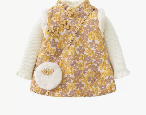 【年货价】拜年服女童汉服冬季宝宝旗袍裙中国...