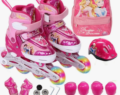 disney迪士尼轮滑鞋溜冰鞋儿童男女可调...