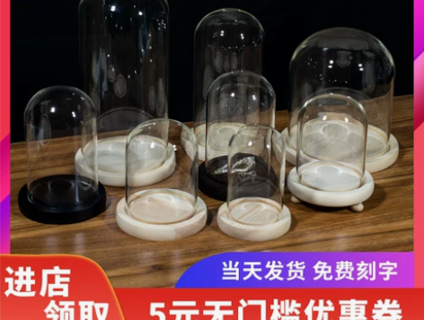 永生花玻璃防尘罩展示盒手办装饰桌面摆件工艺...