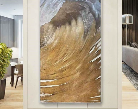 手绘油画现代玄关装饰画北欧风客厅挂画轻奢抽...