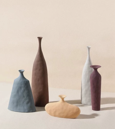 莫兰迪北欧艺术素胚陶瓷艺术花瓶几何不规则纹...