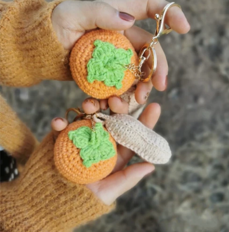 成品手工编织柿子花生挂件钥匙扣 钥匙扣分金...