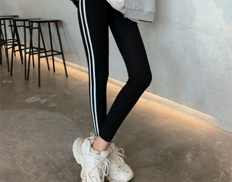 秋冬季高弹力双杠运动打底裤女高腰修身显瘦…...