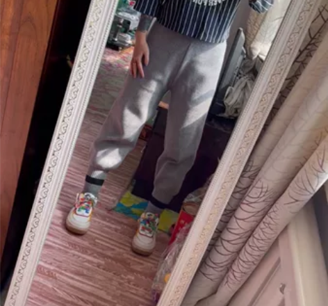 针织卫裤灰色女毛线裤子双面织法 高端卫裤。...