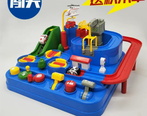 汽车大冒险小火车轨道车停车场抖音玩具男早教...