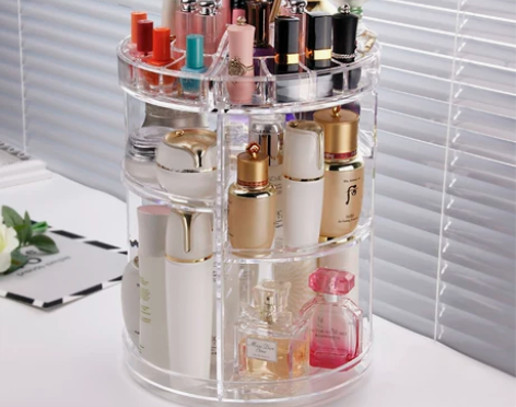 化妆品收纳盒透明亚克力旋转置物架桌面护肤品...
