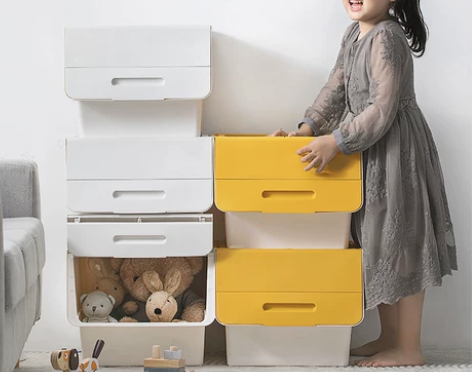 茶花收纳箱 收纳塑料前开式儿童玩具乐高储物...