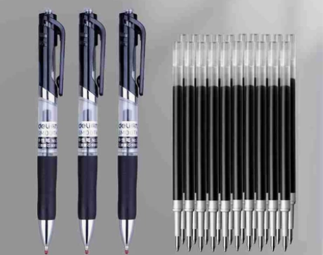 得力按动中性笔水笔学生用子弹头考试专用官方...