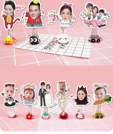 创意个性摇头车载定制照片汽车摆件卡通车内装...