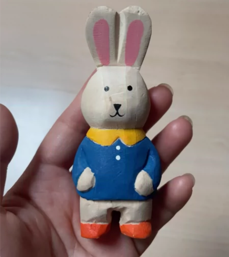 木质卡通蓝衣兔子摆件 木质卡通蓝衣兔子摆件...