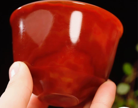 精品俏色玛瑙杯子折腰杯 尺寸80.5*58...