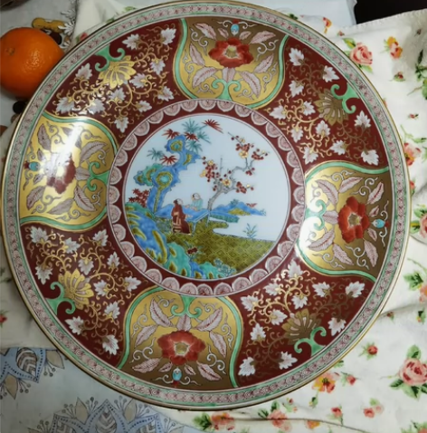 柿右卫门锦手风，挂盘、赏盘、46厘米直径，...