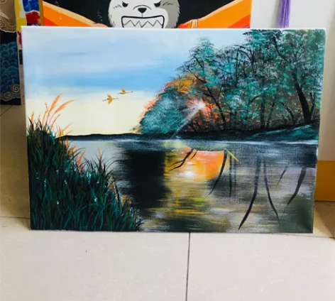 纯手绘 风景写实 尺寸50*60 油画框 ...