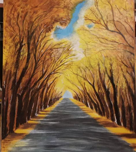 纯手绘丙烯画 《黄金大道》 尺寸:38c...