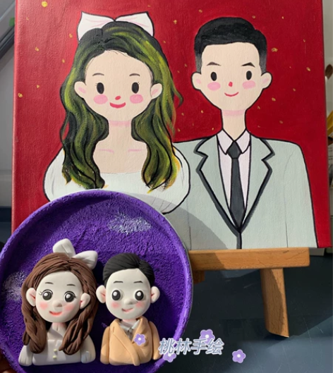 【手绘装饰画】【粘土人物】定制 来图定制：...