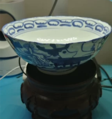 清青花团鹤碗，直径16.5高7，包老保真。...