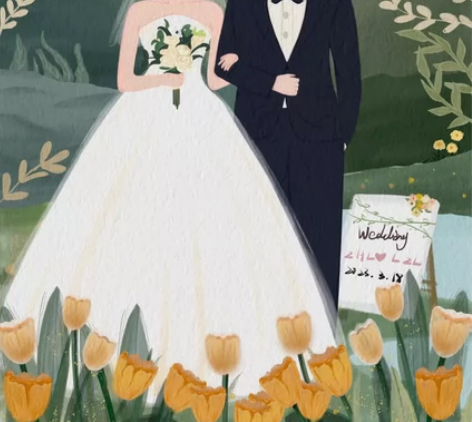 婚礼手绘请柬。备婚大作战 可用于请柬、背景...