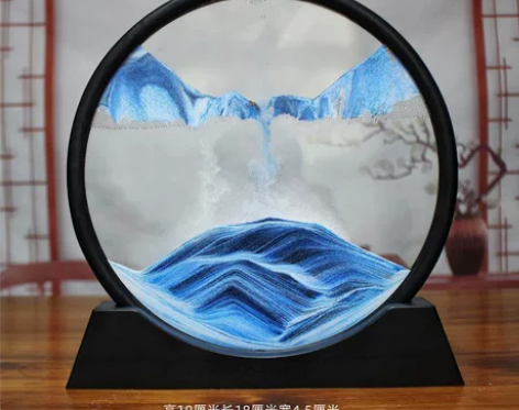 创意3D流沙画摆件玻璃沙漏桌面艺术装饰品圆...
