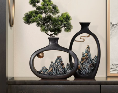 摆件家居新中式博古架酒柜装饰品客厅茶几餐桌...