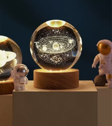 处理 发光太阳系水晶球小夜灯小摆件玻璃球装...