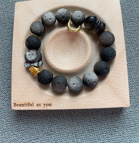 黑曜石星球手串 里面还有多妹和宇航员?日月...