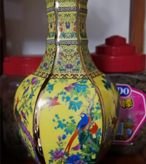 【处理价转】清乾隆珐琅彩花鸟六方瓶仿古工艺...