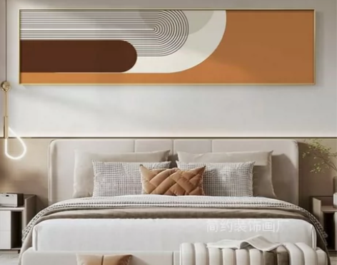 现代简约北欧风床头挂画轻奢几何房间卧室装饰...