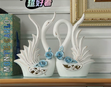 全新包邮    创意情侣天鹅结婚礼物摆件家...