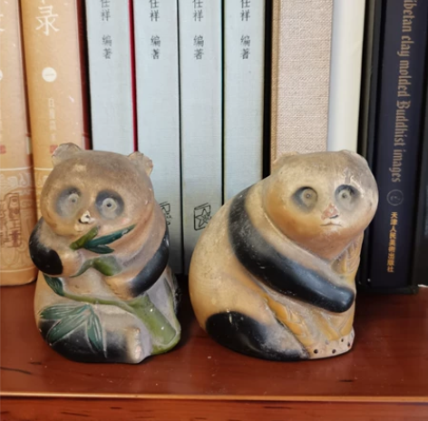 文革石膏熊猫卷笔刀 玩具摆件 耳朵和鼻子...
