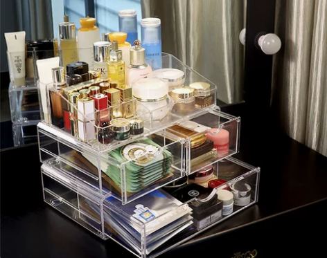 化妆品收纳盒桌面防尘家用网红同款梳妆台大容...