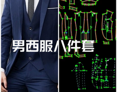 男装系列八件套ET纸样,男装原型版型,很好...