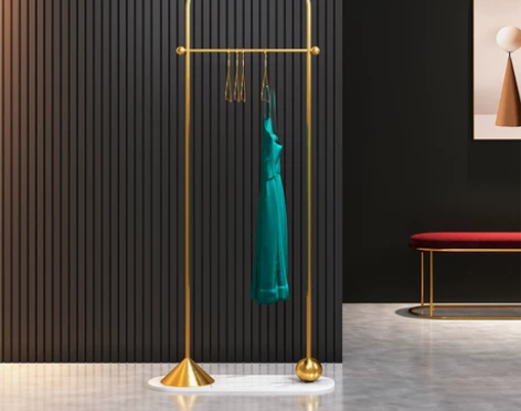 北欧轻奢衣帽架落地卧室ins衣架网红金色衣...