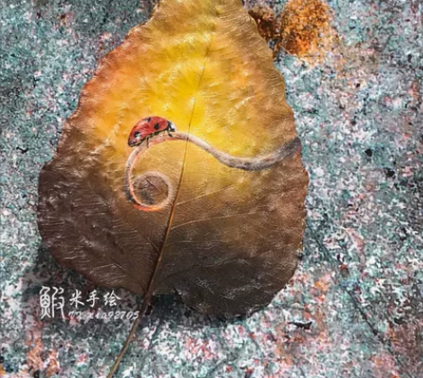 奋进 #手绘#石头画#树叶画#玉片化#摆件...