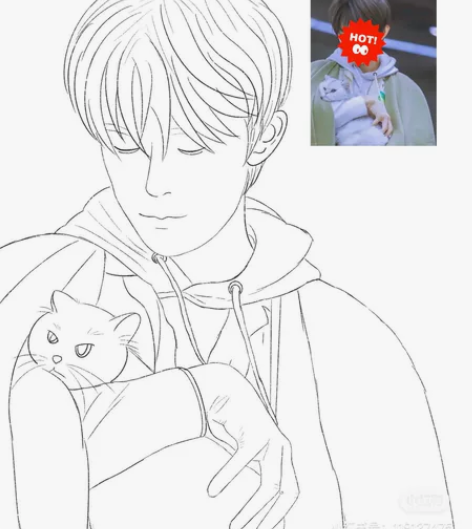 【黑白线稿线条头像 真人转手绘】漫画手绘卡...