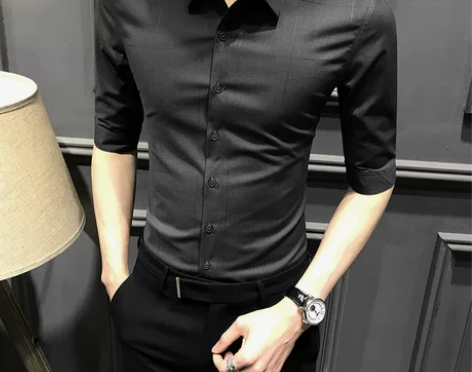 夏季2023新款衬衫男短袖休闲七分男装男士...