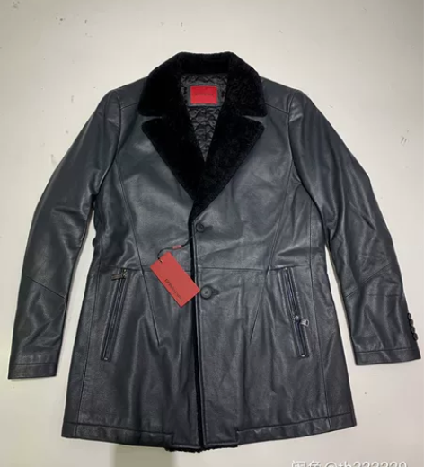 bosssunwen羊皮衣 暗蓝色 ,...