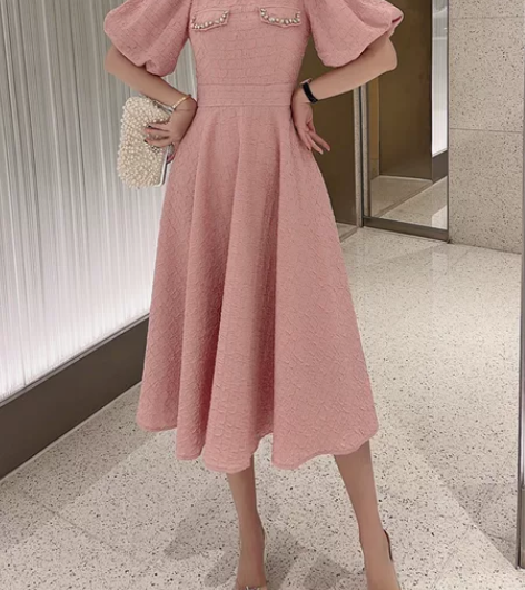 2022新款女装高端气质名媛风灯笼袖收腰显...