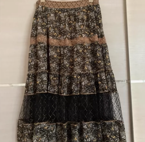 S码雪纺拼接大摆裙半身裙 碎花拼接的很漂亮...