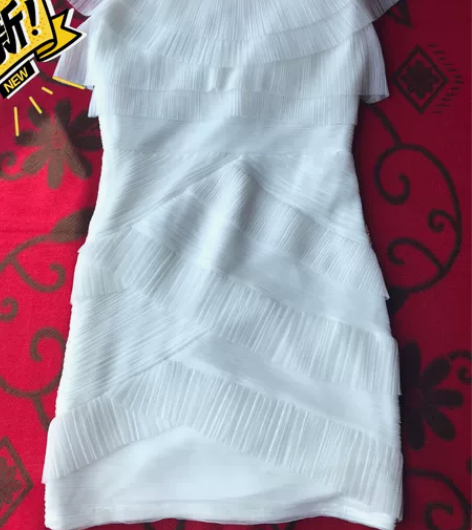 全新优雅白色层叠纱包臀小礼服裙包邮 特价转...